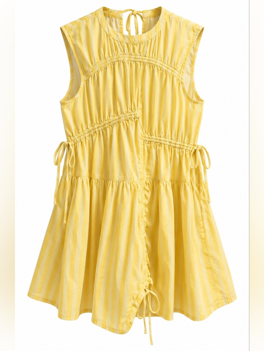 COLLUSION Channel Mini Yellow Stripe Cotton Drawstring, 10, Coastal, Resort